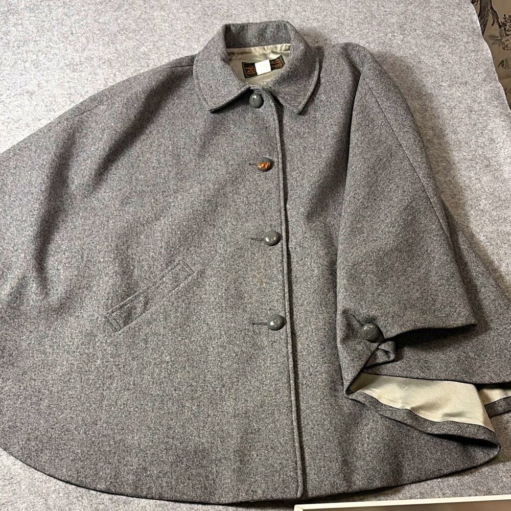 Vtg Filson co x Eddie Bauer wool poncho coat USA made L flaws see pic